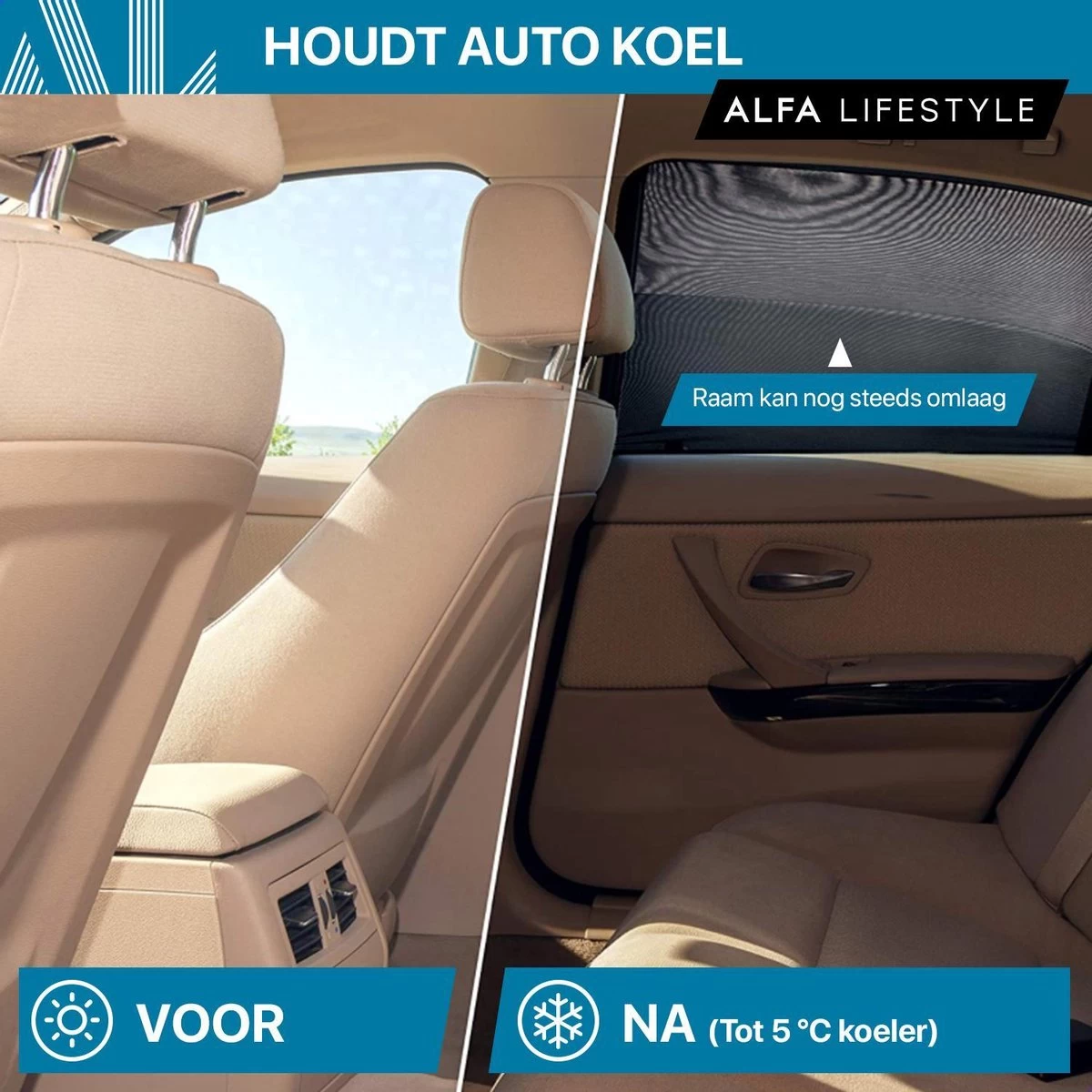 ALFA LIFESTYLE® Luxe Zonneschermen Auto - SHADE PRO V1 - UV Protectie Bescherming - 2 Stuks - Afbeelding 2