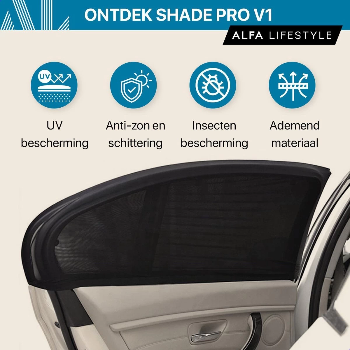 ALFA LIFESTYLE® Luxe Zonneschermen Auto - SHADE PRO V1 - UV Protectie Bescherming - 2 Stuks - Afbeelding 5
