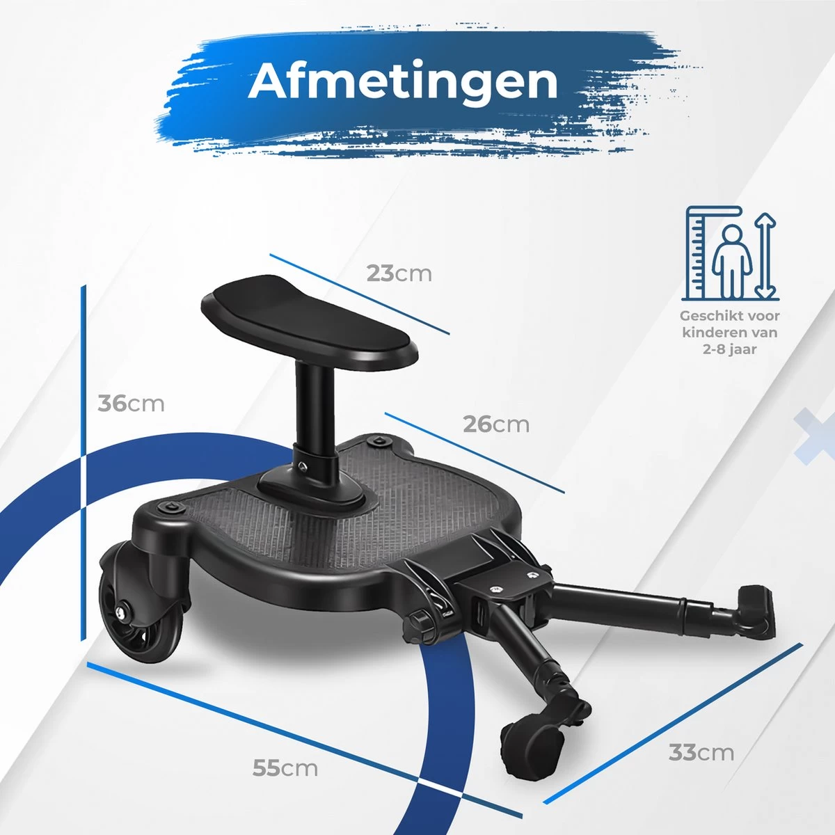 MESC Meerijdplankje Universeel Voor Buggy En Kinderwagen - Meerijdplankje Met Zitje - Afbeelding 6