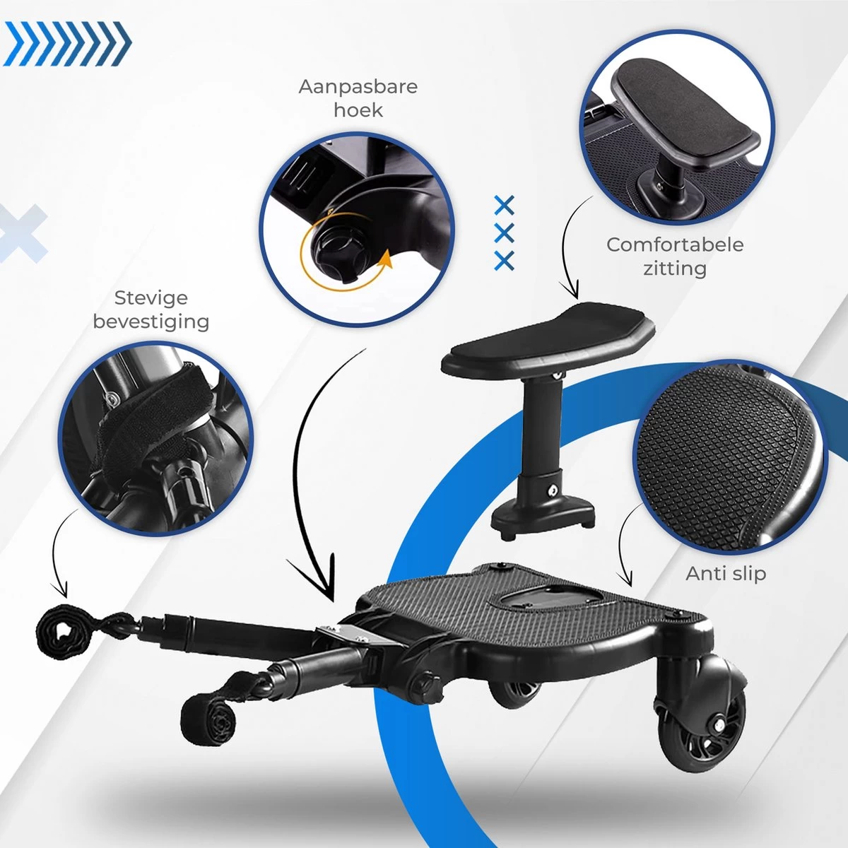 MESC Meerijdplankje Universeel Voor Buggy En Kinderwagen - Meerijdplankje Met Zitje - Afbeelding 8