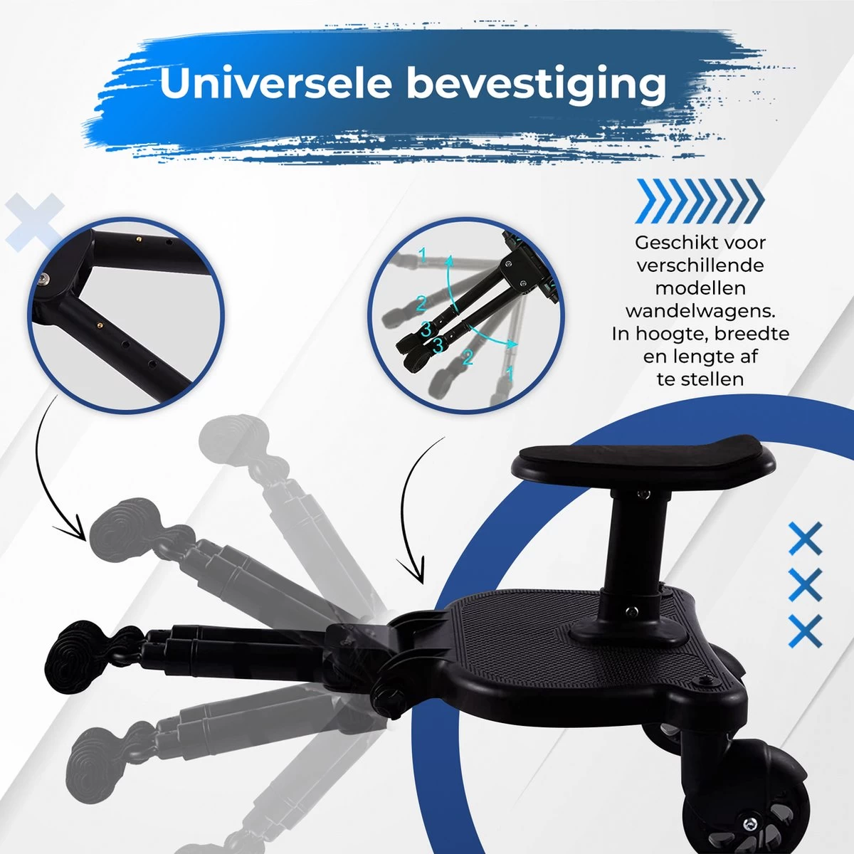 MESC Meerijdplankje Universeel Voor Buggy En Kinderwagen - Meerijdplankje Met Zitje - Afbeelding 10