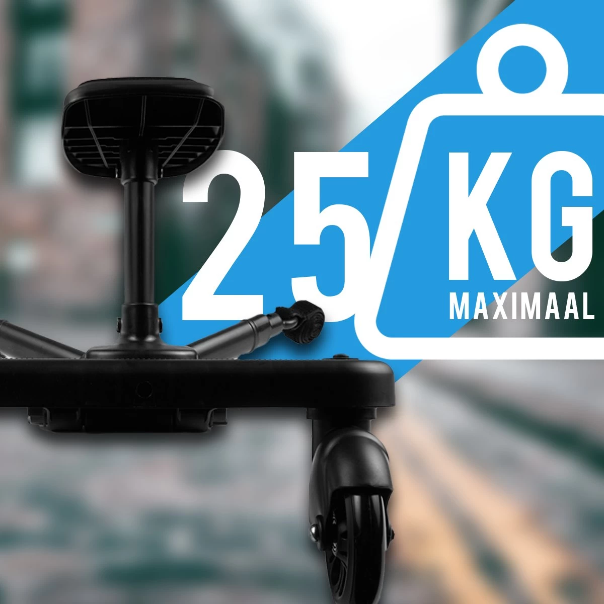 Merkloos Universeel Meerijdplankje Voor Kinderwagen – Inclusief Zitje – Verstelbaar Buggy Board - Afbeelding 3