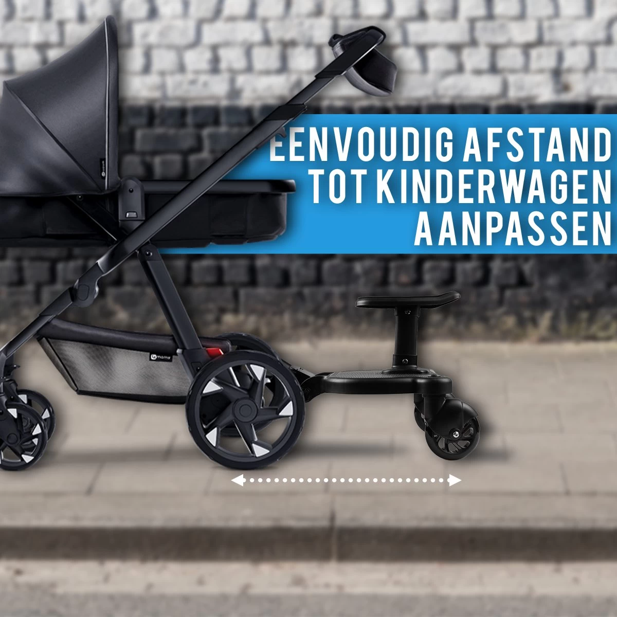 Merkloos Universeel Meerijdplankje Voor Kinderwagen – Inclusief Zitje – Verstelbaar Buggy Board - Afbeelding 8