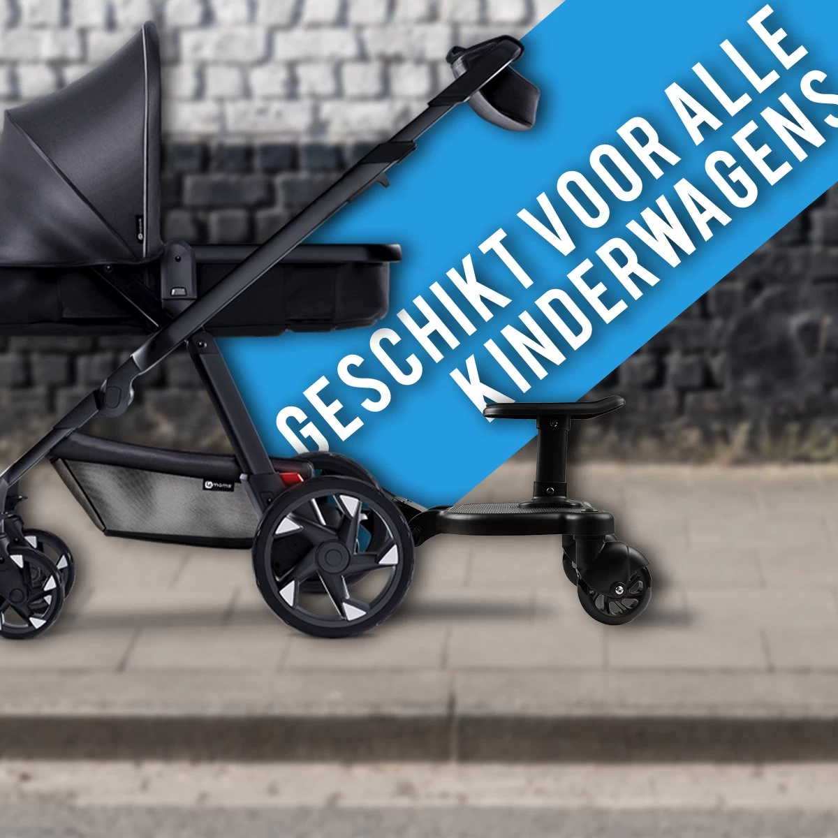 Merkloos Universeel Meerijdplankje Voor Kinderwagen – Inclusief Zitje – Verstelbaar Buggy Board - Afbeelding 9