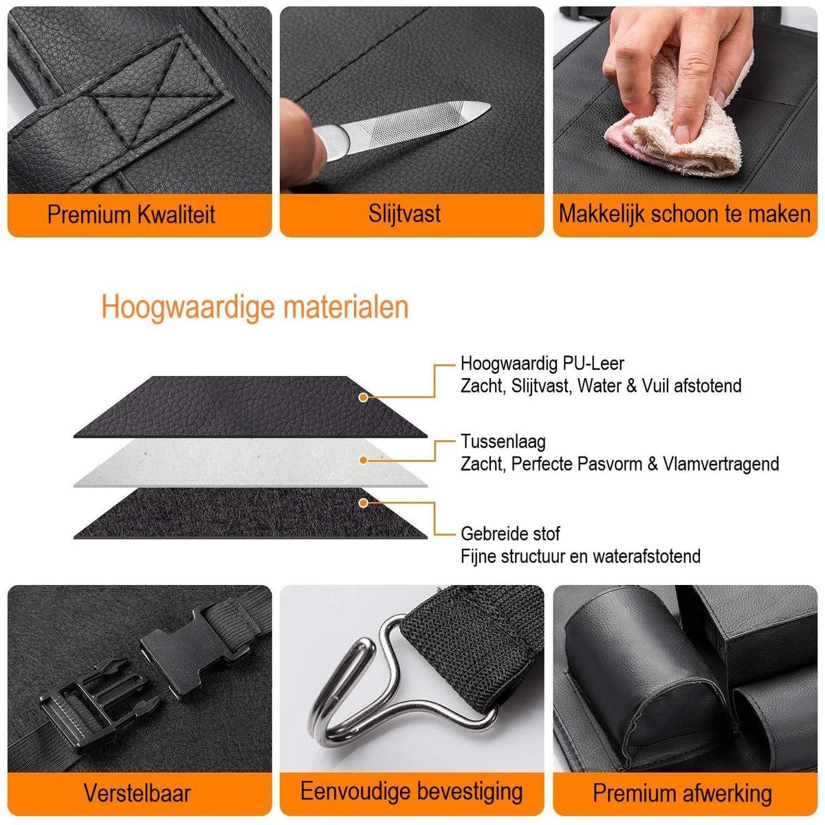 Luxe Auto Organizer Met Tablet Houder Autostoel Organiser Ipadhouder Voor Kinderen – Beige - Afbeelding 4