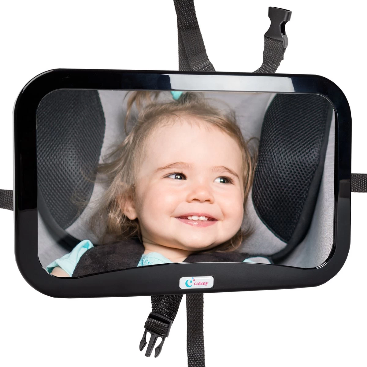 Merkloos Autospiegel Baby - Verstelbare Spiegel Hoofdsteun Autostoel Achterbank - Veiligheidsspiegel - Baby En Kids - 19 X 30cm - 360 Graden Draaibaar - Zwart