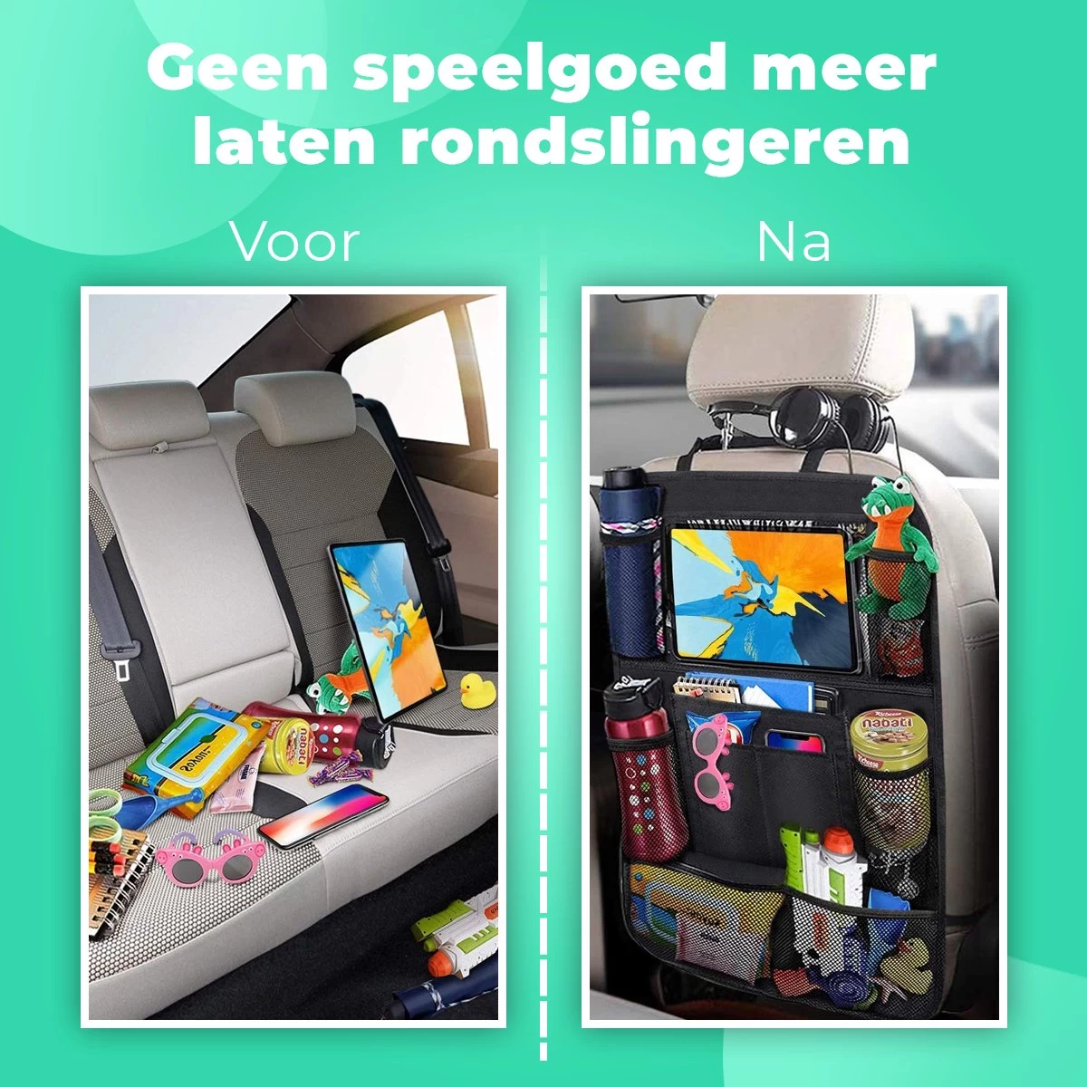 Essential Goods Autostoel Organizer - Incl. IPadhouder - Opbergtas Auto - Car Organizer - 1 Stuk - Afbeelding 7