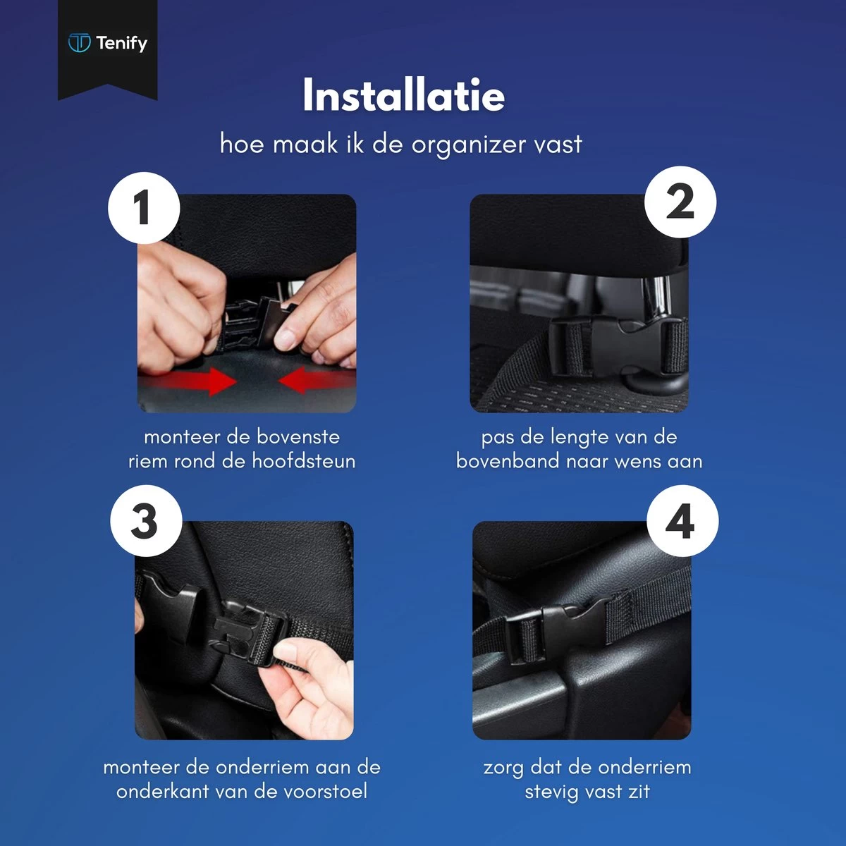 Tenify Premium Luxe & Stevige Auto Organizer Met Tablet Houder - Set Van 2 - Extra Opbergruimte - Beschermer - Autostoel - Accessories - Afbeelding 7