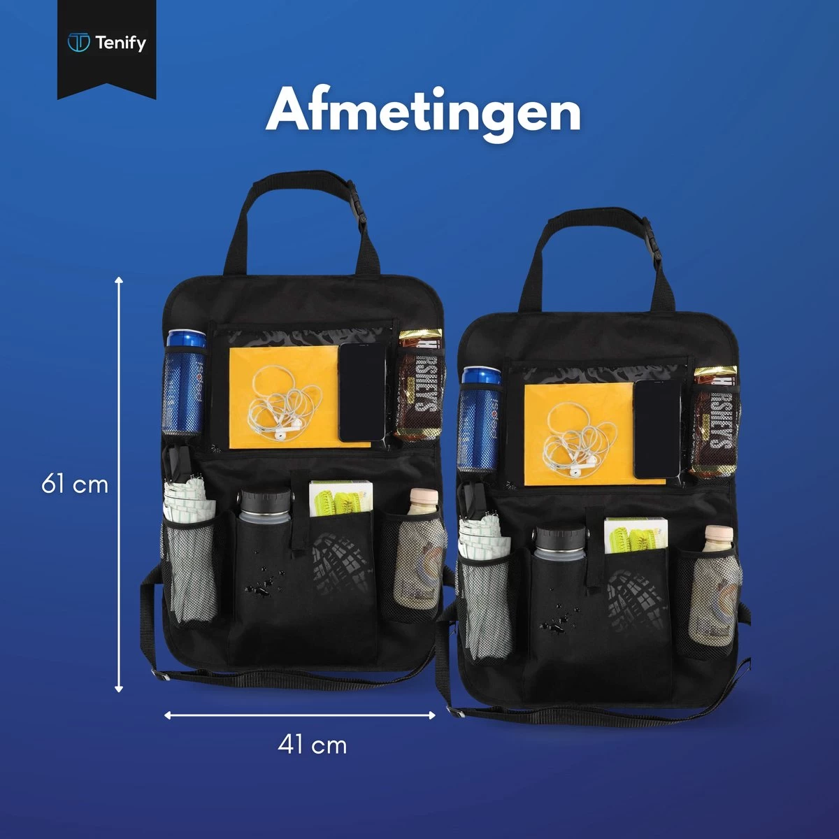 Tenify Premium Luxe & Stevige Auto Organizer Met Tablet Houder - Set Van 2 - Extra Opbergruimte - Beschermer - Autostoel - Accessories - Afbeelding 9