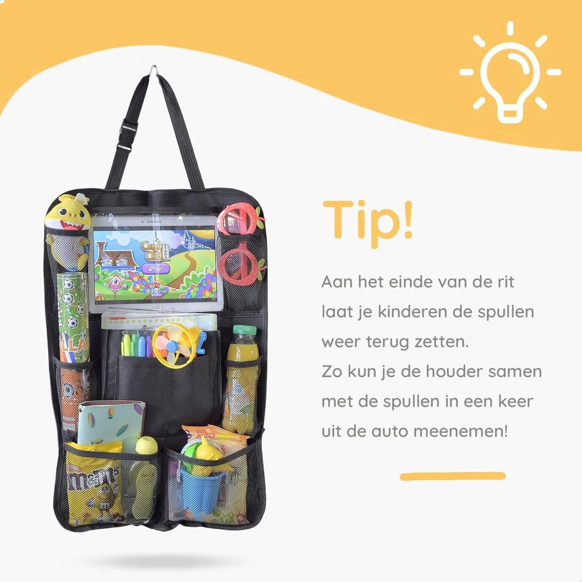 Merkloos Autostoel Organizer Met Tablet Houder - Universele Autostoel Beschermer - Autostoel Hoes Voor Kinderen - Afbeelding 2