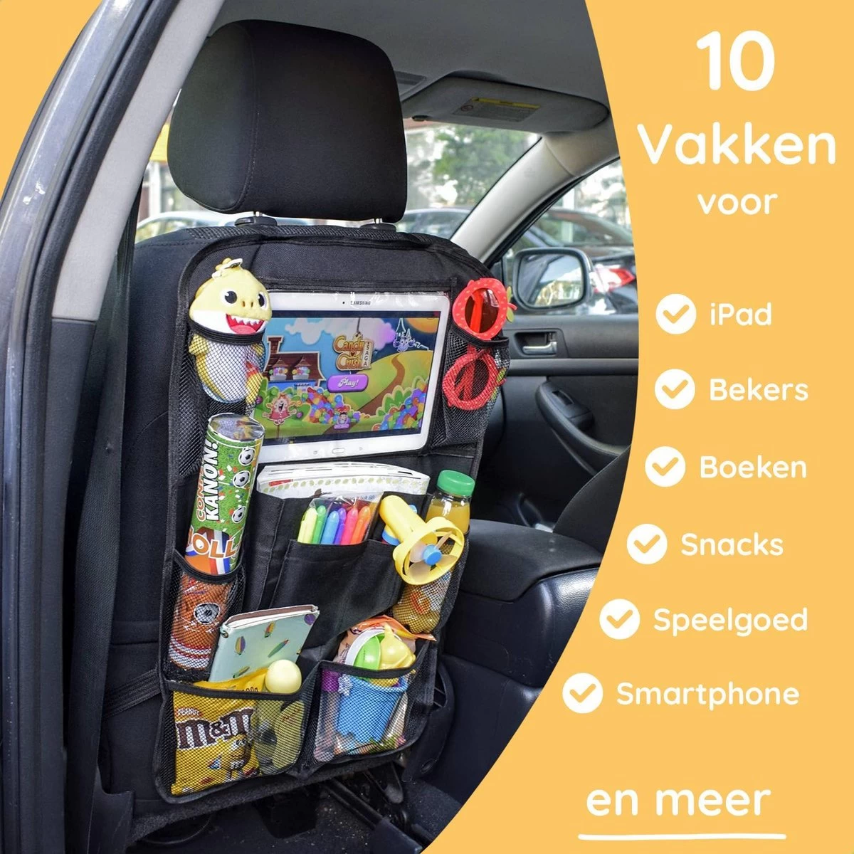 Merkloos Autostoel Organizer Met Tablet Houder - Universele Autostoel Beschermer - Autostoel Hoes Voor Kinderen - Afbeelding 3