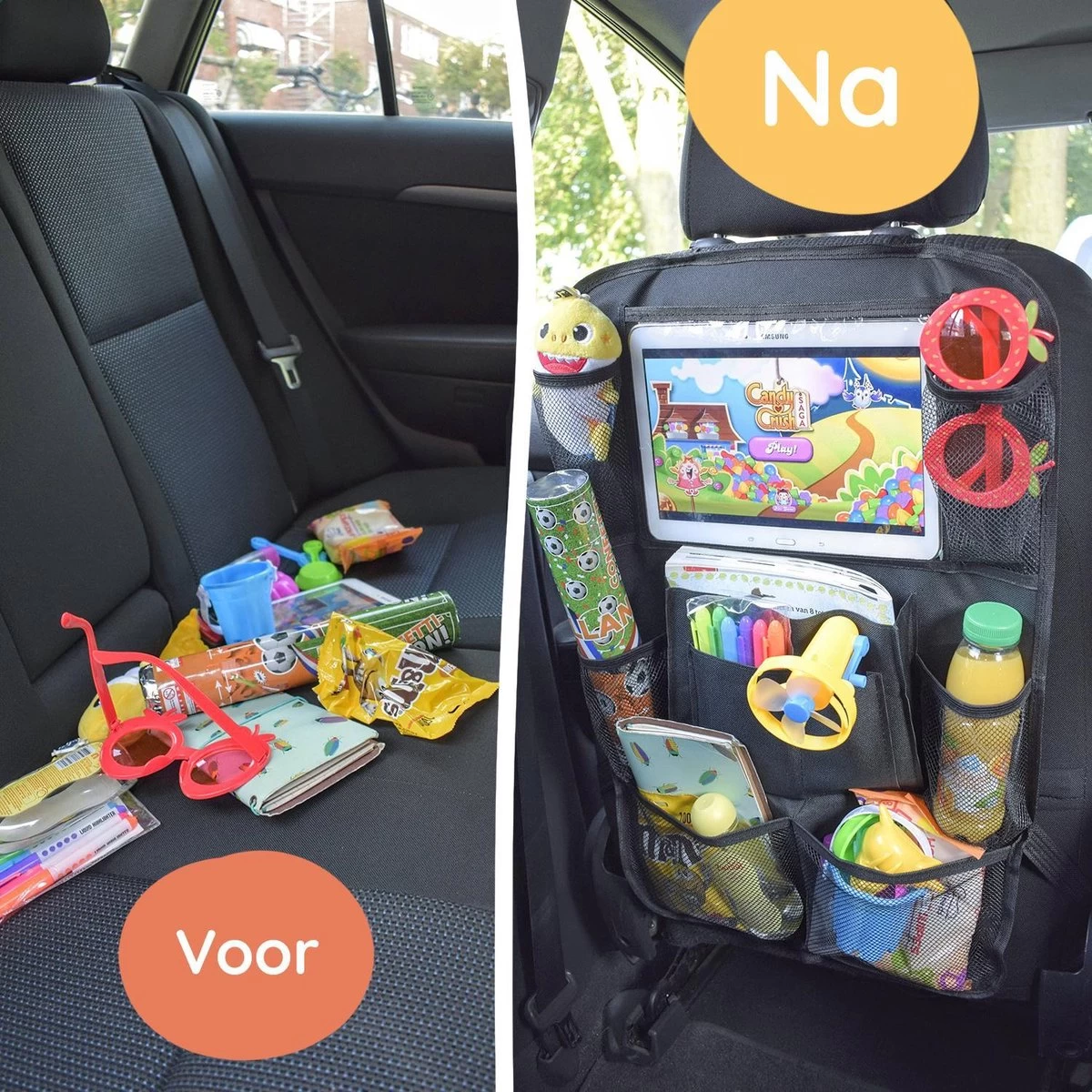 Merkloos Autostoel Organizer Met Tablet Houder - Universele Autostoel Beschermer - Autostoel Hoes Voor Kinderen - Afbeelding 7