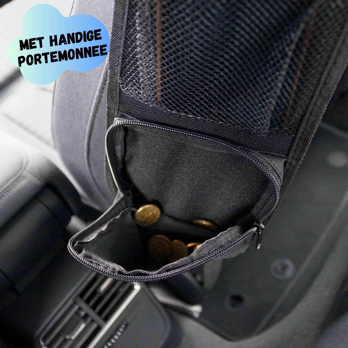 Reismonkey Auto Organizer – Auto Accessories – Voor Telefoon - Autostoel Organizer – Zwart – Auto Portemonnee - Afbeelding 5