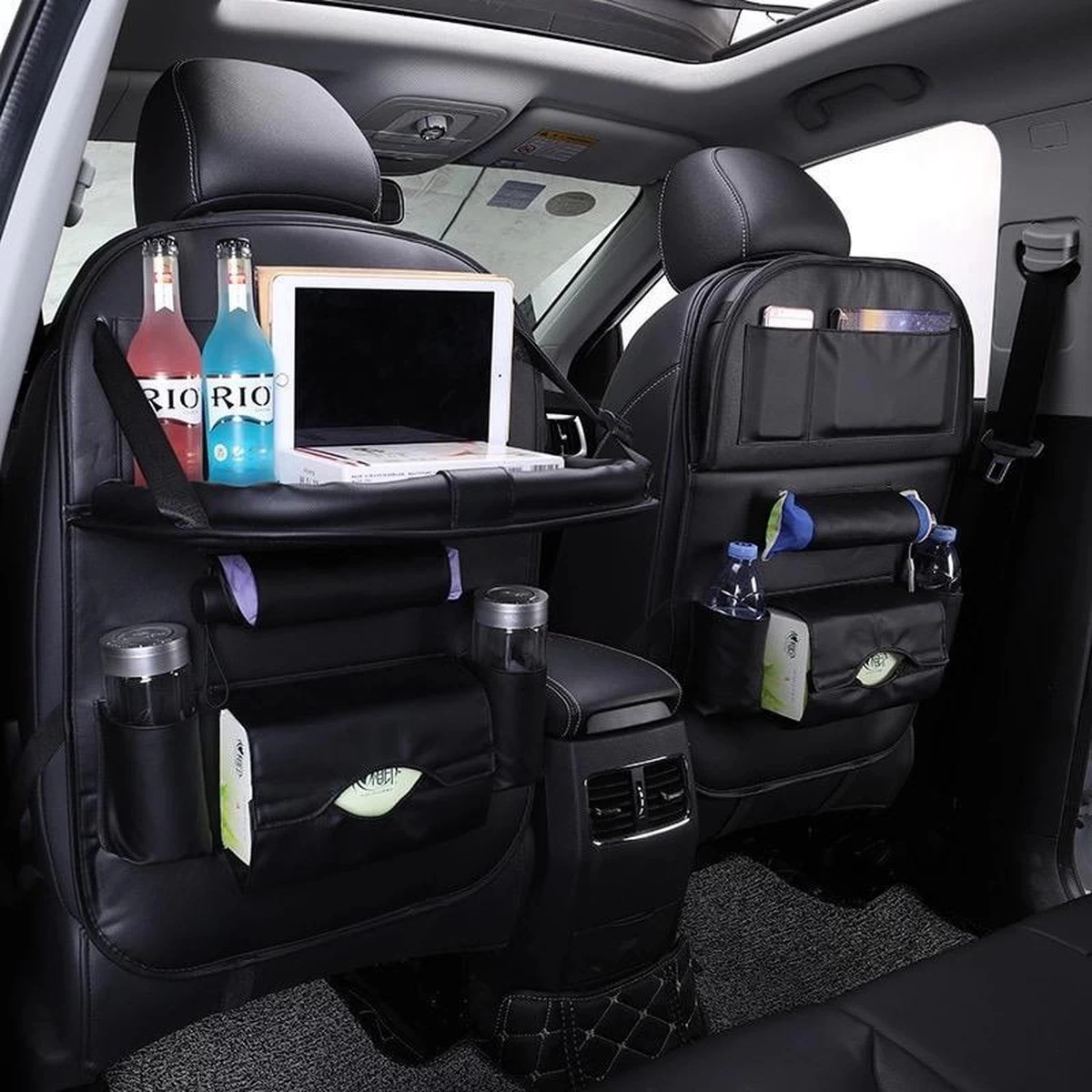 Merkloos PREMIUM Autostoel Organizer - Carseat Organiser - Auto Stoel Organizer - Tablet Houder - Auto Tafeltje - Auto Organizer - Beker Houder - Paraplu Houder - Tissue Doos Houder - Afbeelding 2