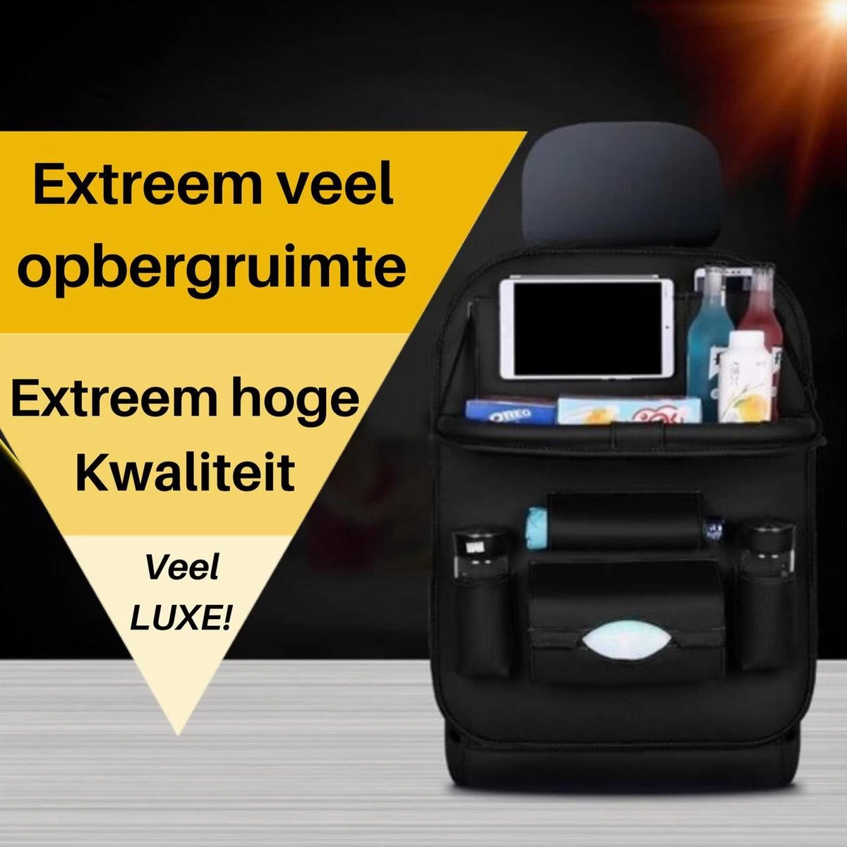 Merkloos PREMIUM Autostoel Organizer - Carseat Organiser - Auto Stoel Organizer - Tablet Houder - Auto Tafeltje - Auto Organizer - Beker Houder - Paraplu Houder - Tissue Doos Houder - Afbeelding 10