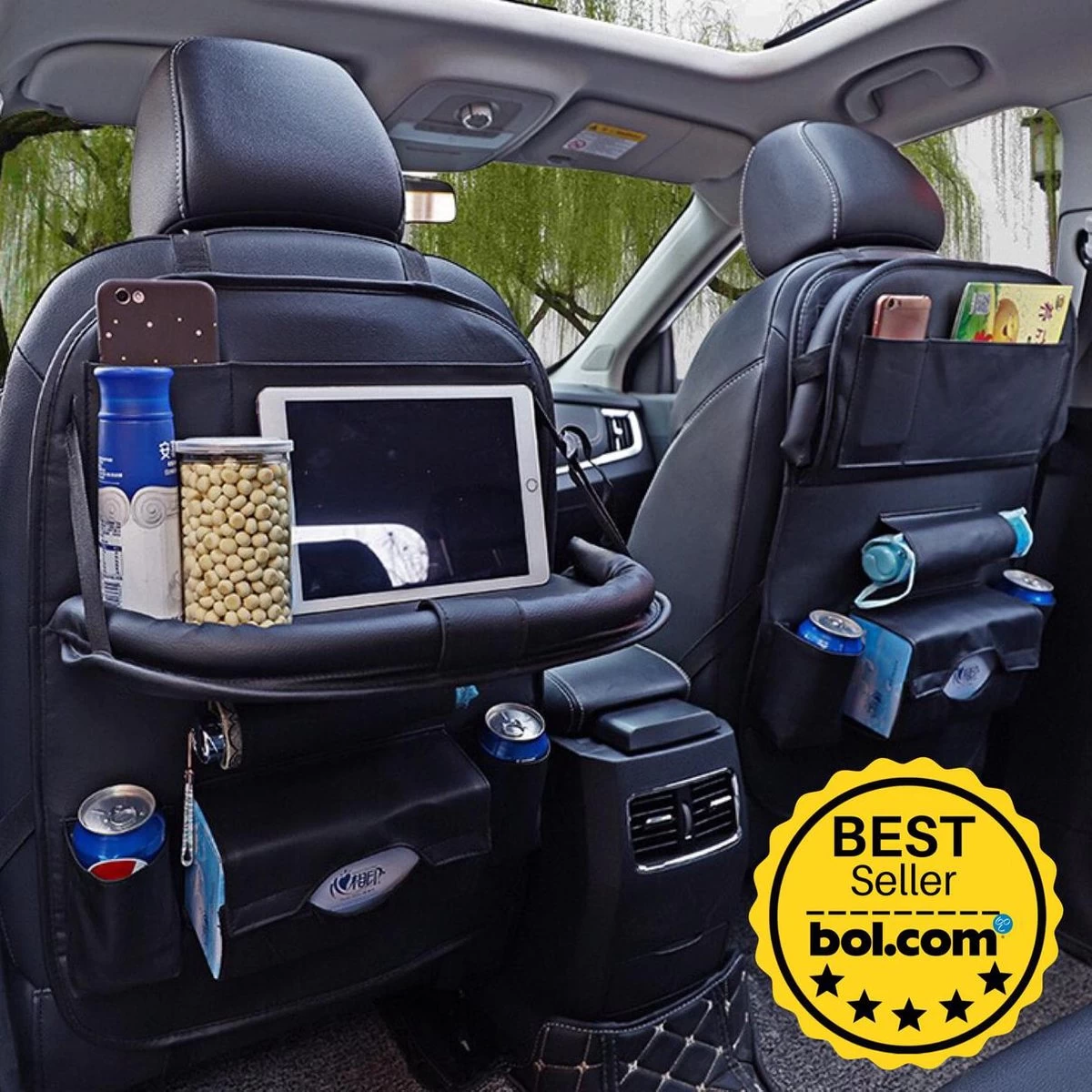 Merkloos PREMIUM Autostoel Organizer - Carseat Organiser - Auto Stoel Organizer - Tablet Houder - Auto Tafeltje - Auto Organizer - Beker Houder - Paraplu Houder - Tissue Doos Houder - Afbeelding 12