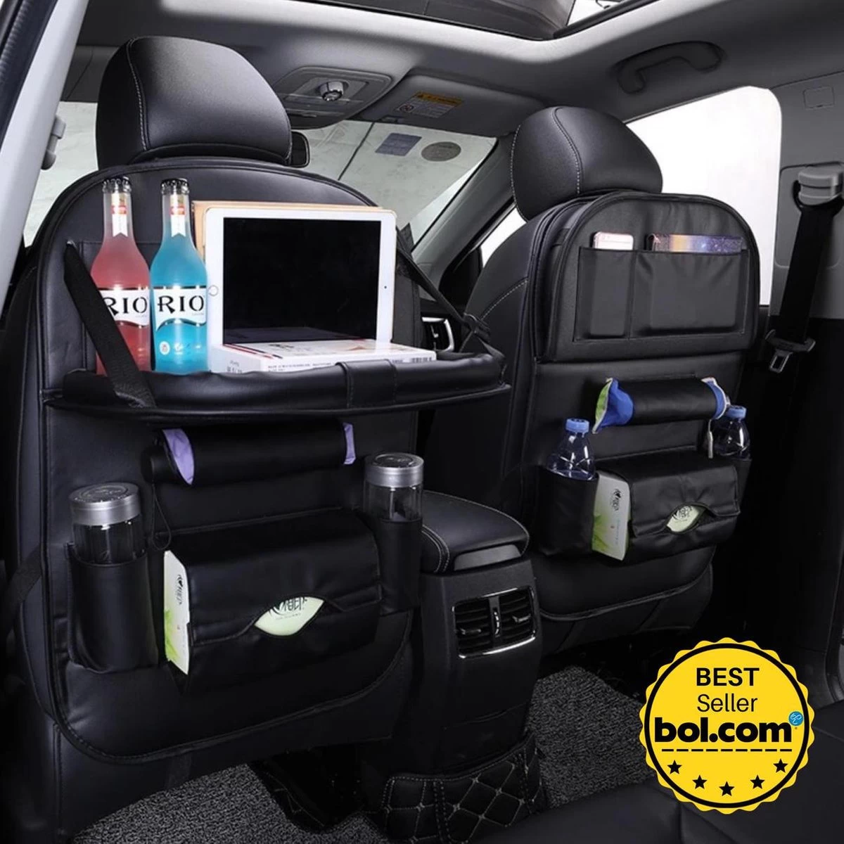 Merkloos PREMIUM Autostoel Organizer - Carseat Organiser - Auto Stoel Organizer - Tablet Houder - Auto Tafeltje - Auto Organizer - Beker Houder - Paraplu Houder - Tissue Doos Houder - Afbeelding 15