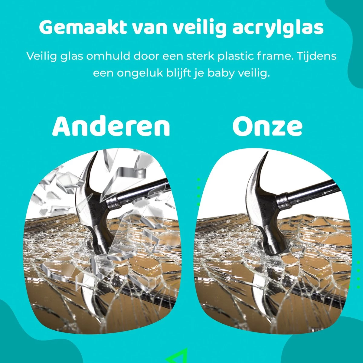 Aomni Verstelbare Autospiegel Baby – 360 Graden Roteerbare Baby Spiegel Auto – Kinder Achteruitkijkspiegel - Afbeelding 3