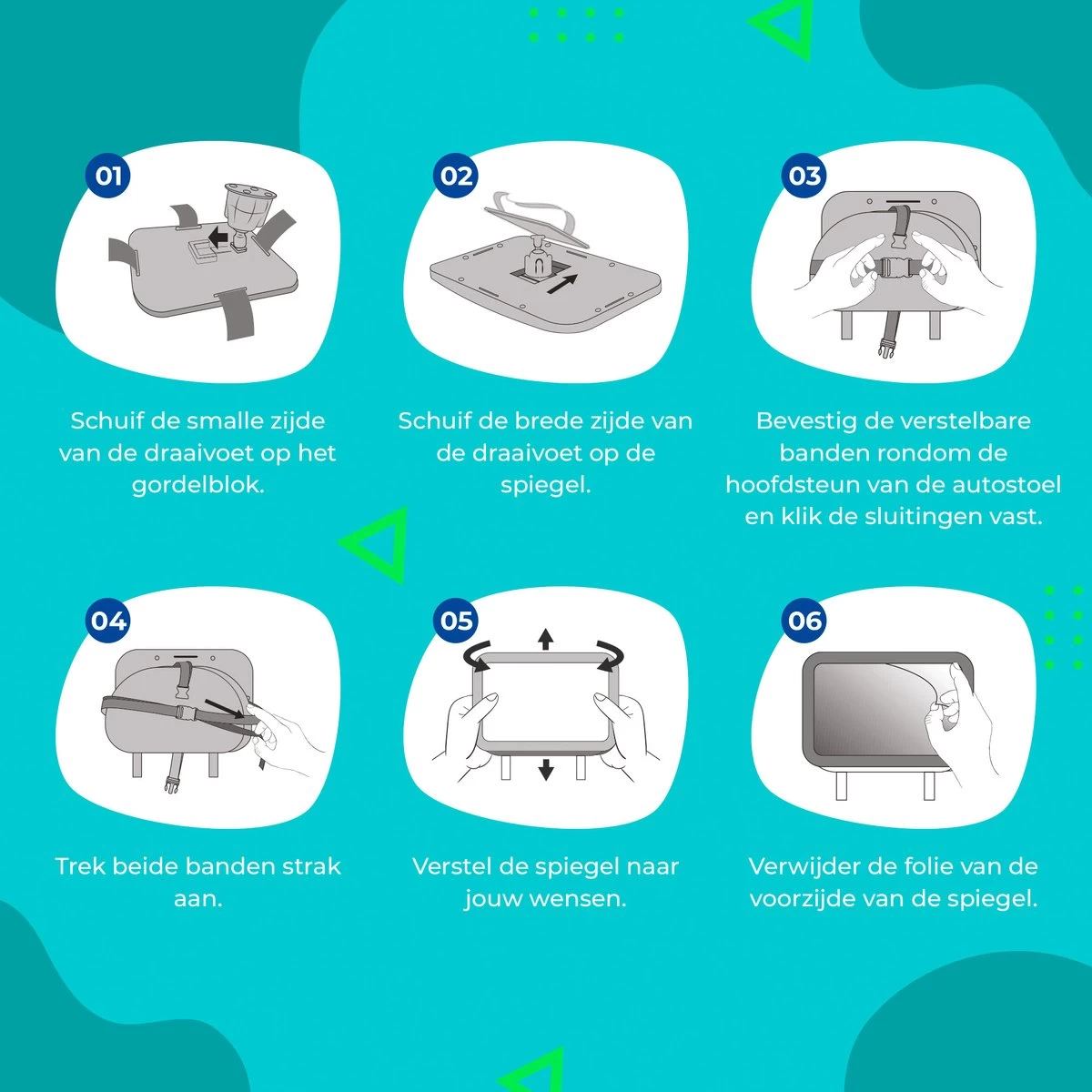 Aomni Verstelbare Autospiegel Baby – 360 Graden Roteerbare Baby Spiegel Auto – Kinder Achteruitkijkspiegel - Afbeelding 7