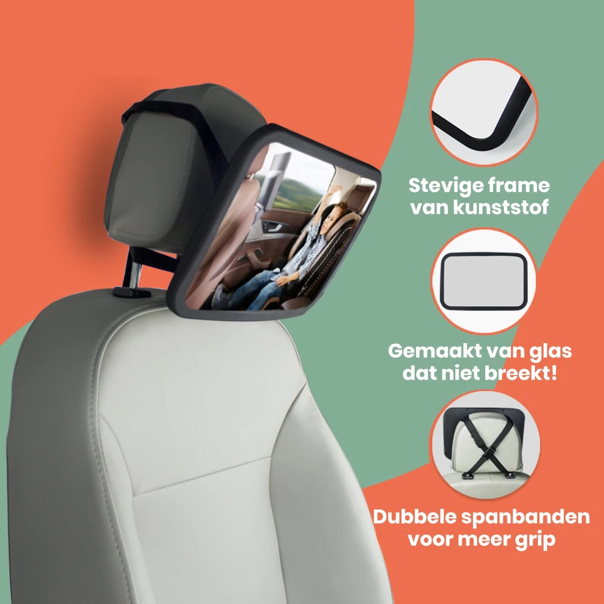 Baby Auto Spiegel - Achterbank Spiegel Baby - Verstelbare Achteruitkijkspiegel - Kinderspiegel - Afbeelding 2