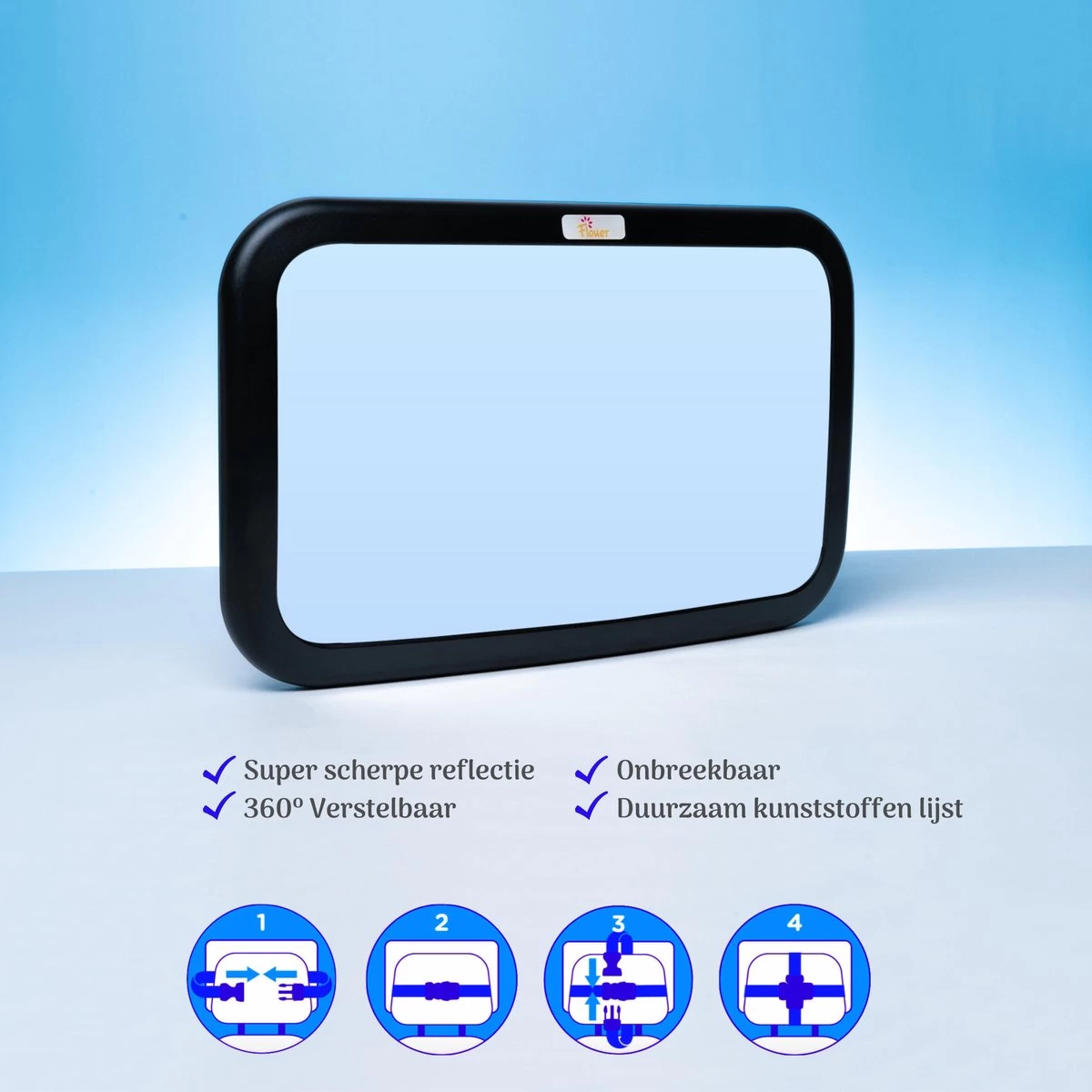 Autospiegel Baby Met Autosticker - Baby Spiegel Auto - Achteruitkijkspiegel - Baby Autospiegel - Verstelbaar - Afbeelding 2