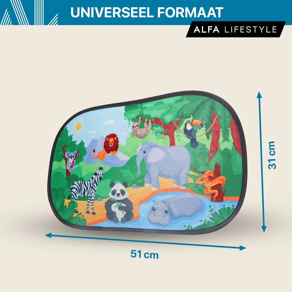ALFA LIFESTYLE® Statische Zonneschermen – SHADE PRO V4- Jungle – Zonnescherm Auto Baby – UV Protectie Bescherming - 2 Stuks - Afbeelding 9
