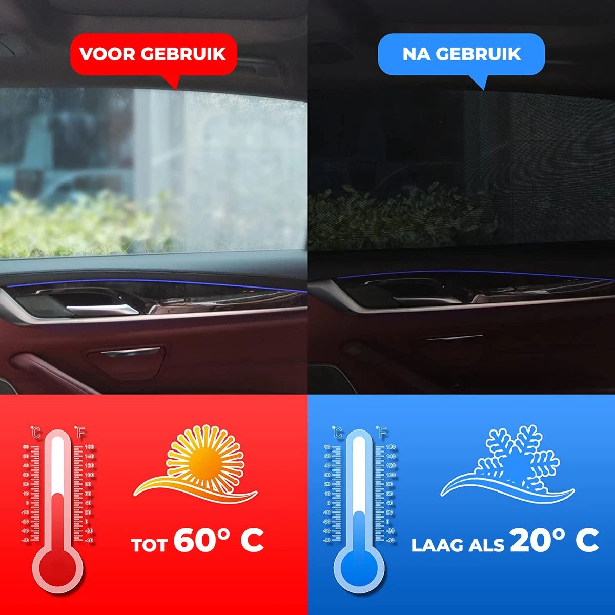 Nince Zonnescherm Auto Zijraam - Overtrek - Set Van 2 Extra Donker - Afbeelding 2