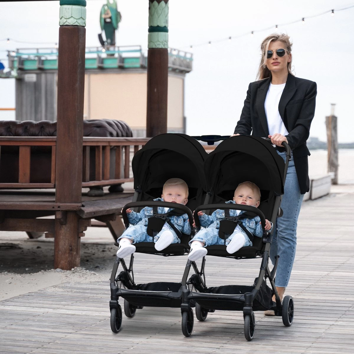 Deryan Luxe Rolo X2 Dubbele Buggy - Duo Buggy - Zwart - Afbeelding 14
