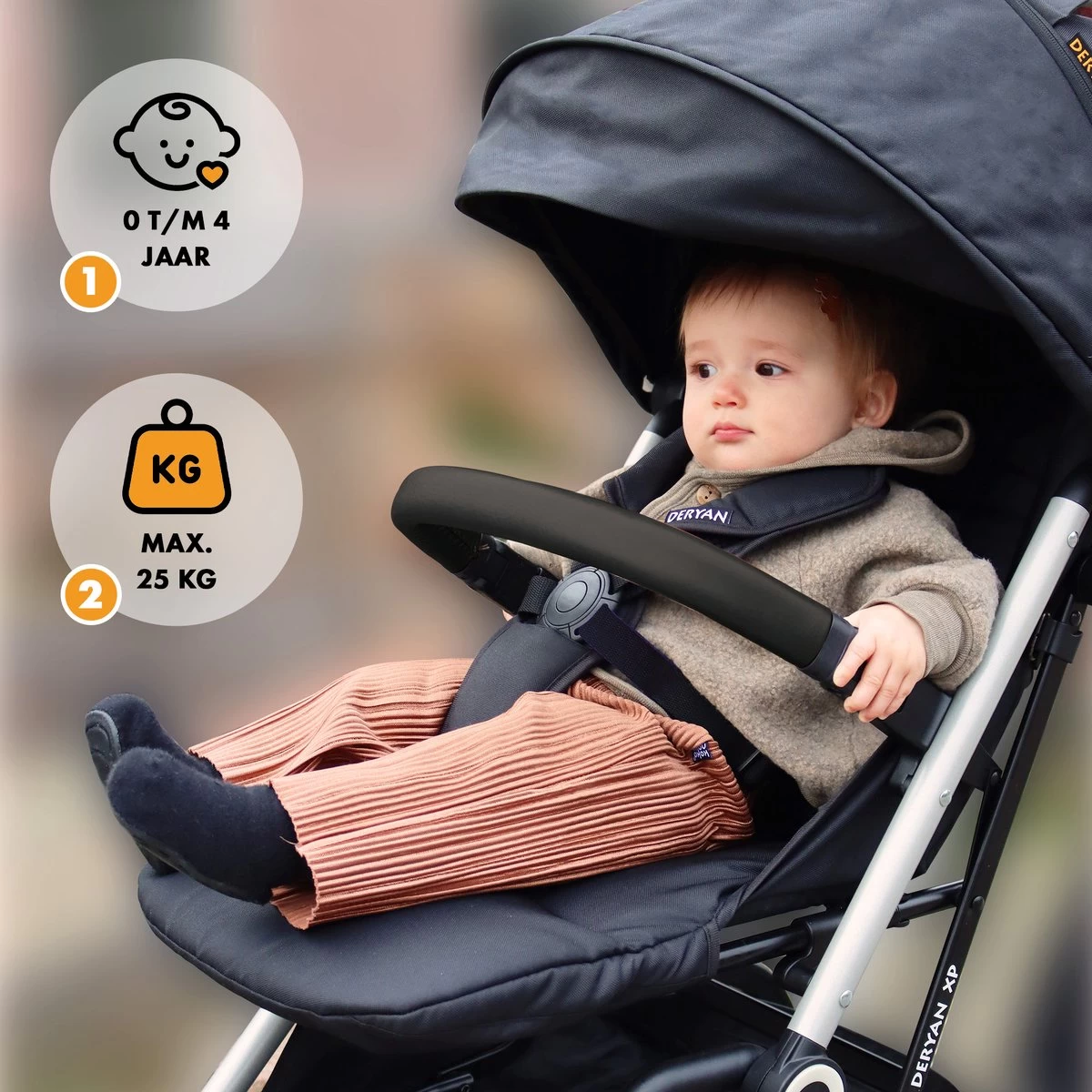 Deryan Luxe XP Buggy XL - Compact Lichtgewicht - Zwart - Afbeelding 5