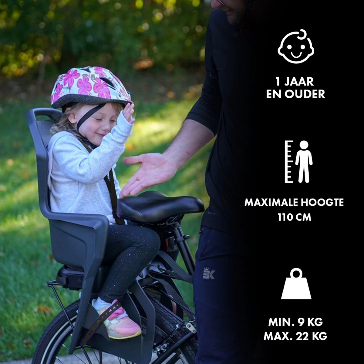 Brioso Fietsstoeltje Achter - Achterzitje Fiets - Kinderzitje Fiets - Zwart/rood - Afbeelding 2
