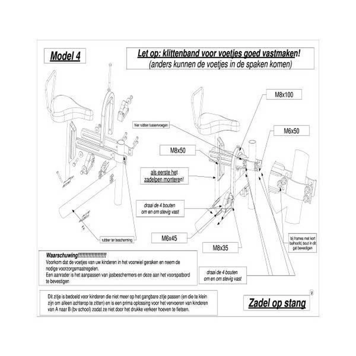 Zadel Op Stang Model 4 Kinderzitje Voor Damesfiets Met Enkele Oversized Onderbuis - Nooit Meer Zwaar Sturen - Afbeelding 4