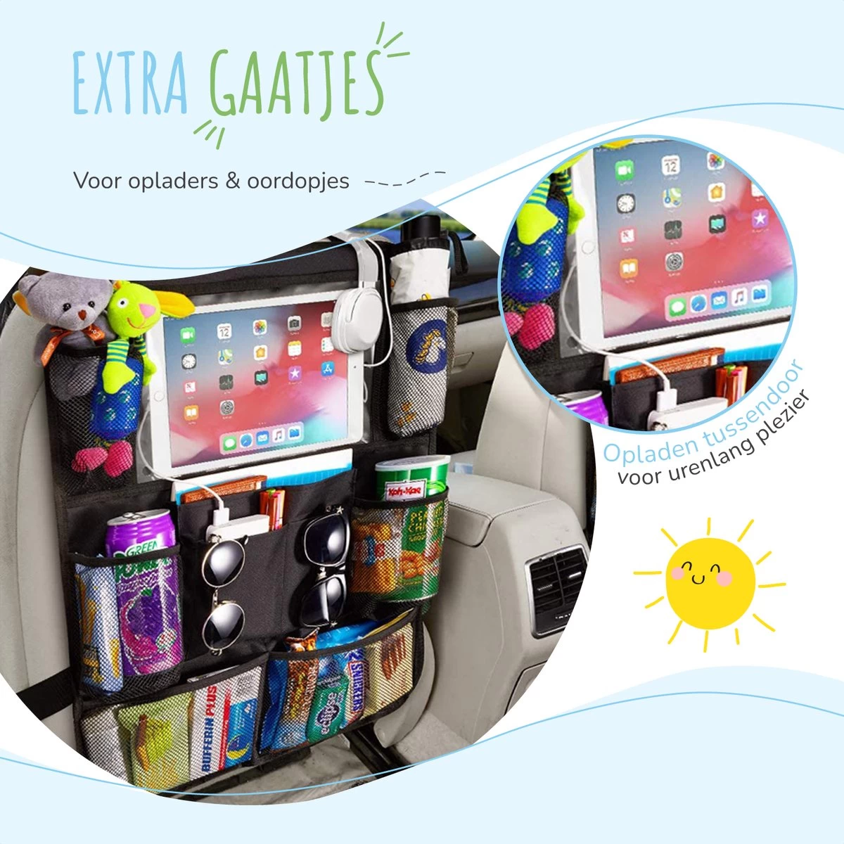 Home For Us Autostoel Organizer Met Tablet Houder - Set Van 2 - Beschermhoes Voor Kinderen - Beschermer Achterkant - Universeel - Afbeelding 6