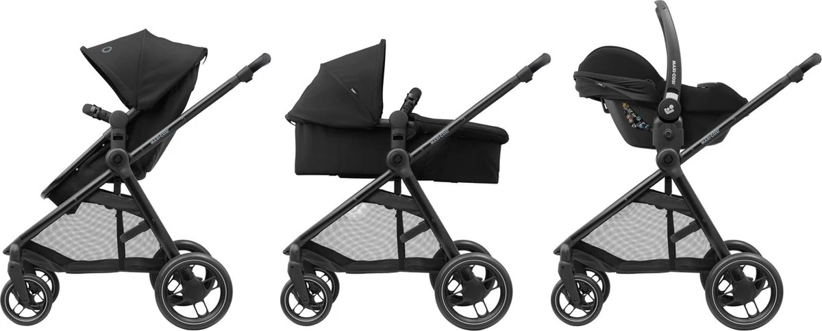 Maxi-Cosi Zelia³ Kinderwagen - Essential Black (zwart Frame + Zwart Leer) - Afbeelding 2