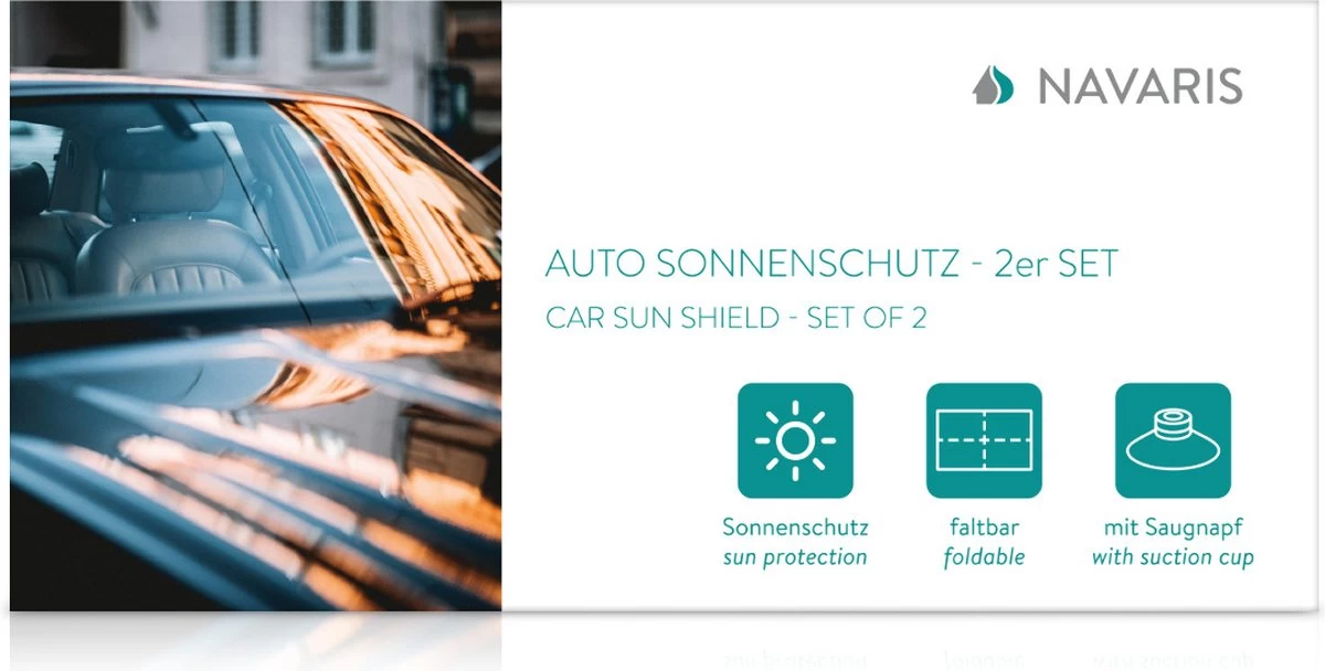 Navaris 2x Auto Zijruit Zonwering - 44 X 36 Cm Zonnescherm Set Voor Bescherming Van Baby, Kinderen - Voor Zijruit En Achterbank - Afbeelding 4