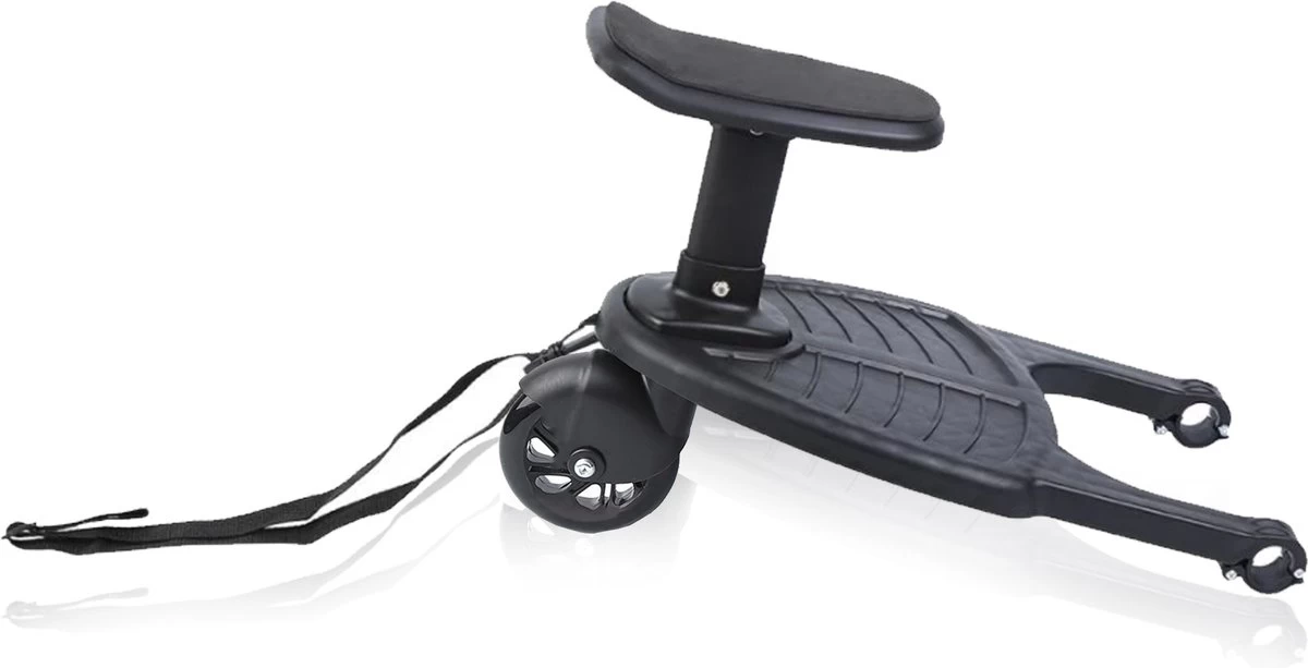 Merkloos Happyment® Universeel Meerijdplankje - Met Zitting - Voor Kinderwagen - Buggyboard - Zwart - Afbeelding 6