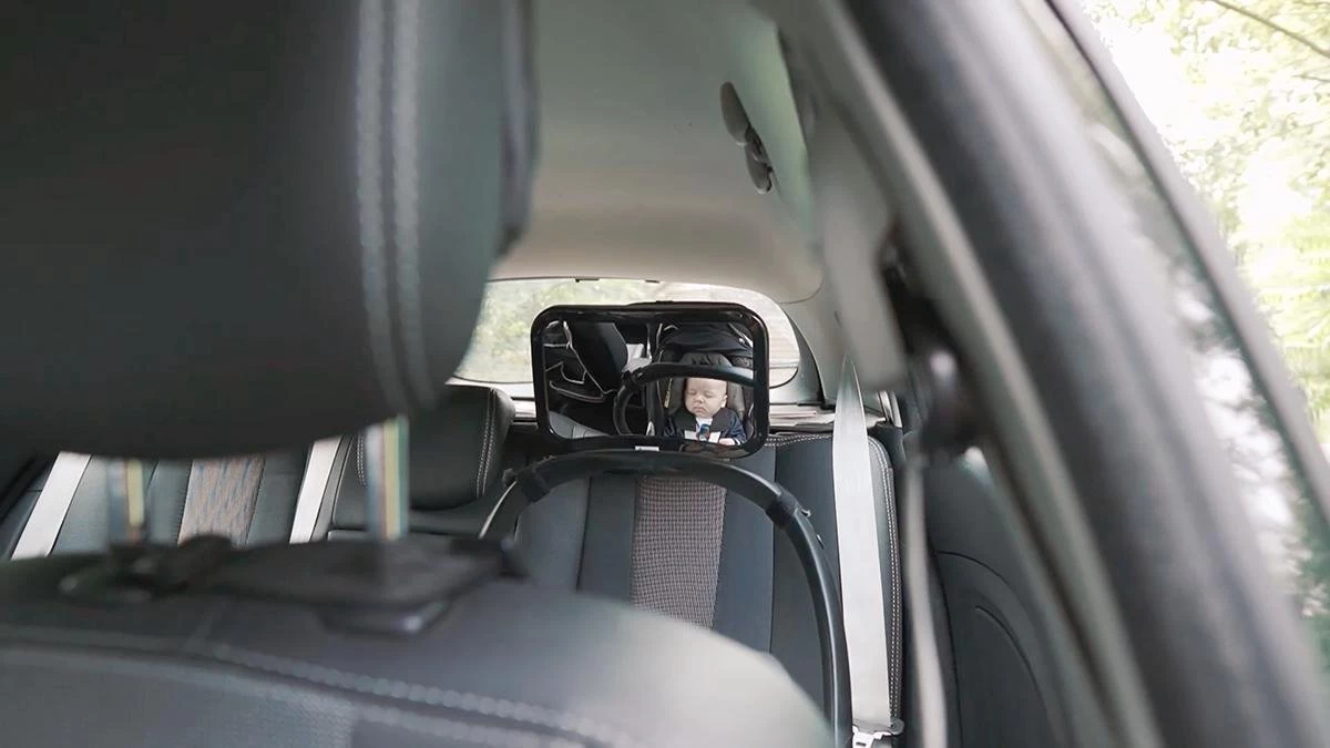 Merkloos Autospiegel Baby - Verstelbare Spiegel Hoofdsteun Autostoel Achterbank - Veiligheidsspiegel - Baby En Kids - 19 X 30cm - 360 Graden Draaibaar - Zwart - Afbeelding 7
