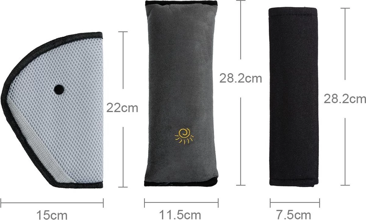 Merkloos Rovtop 3 Stuks Gordelkussens Voor Kinderautostoelen, Autoveiligheidsgordel, Schouderkussen, Gordelkussen, Beschermkussen, Afneembaar En Wasbaar, Reiskussen, Comfortabele Riemtassen - Afbeelding 2