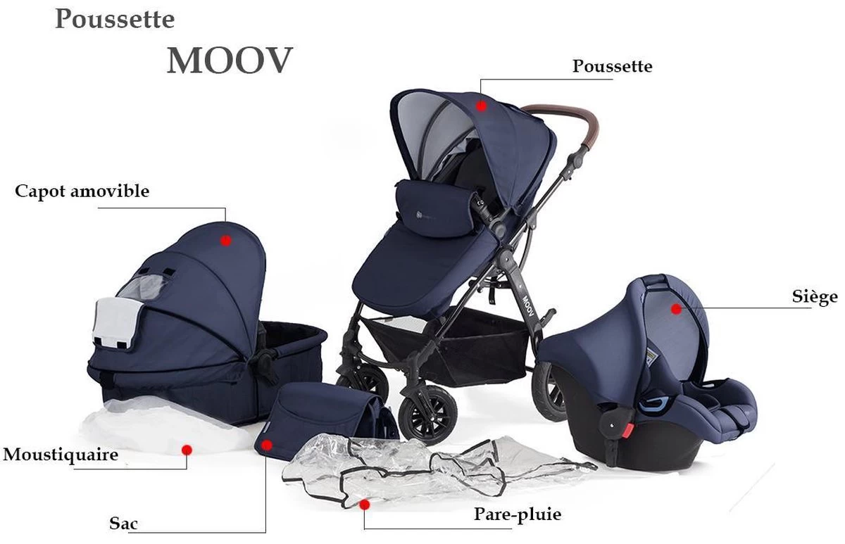 Kinderkraft Moov 3 In 1 Kinderwagen - Inclusief Autostoel - Navy - Afbeelding 13