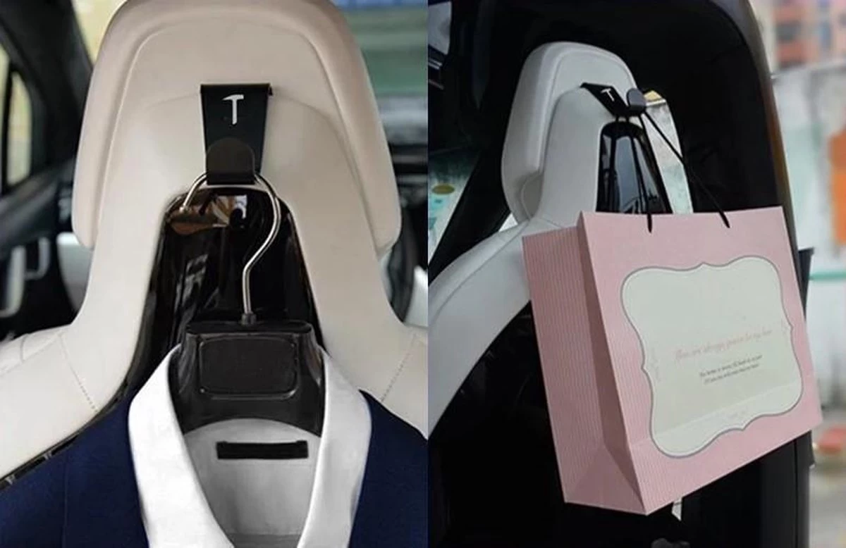 Tesla Model 3 S X Kledinghanger Auto Accessoires Kleerhanger Hoofdsteun Autostoel Organiser – Zwart - Afbeelding 4
