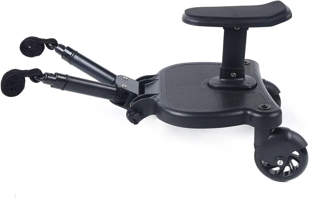 Merkloos Meerijdplankje - Kinderwagen - Buggy - KANT EN KLAAR - Al In Elkaar Gezet! - Met Zitje Voor Uw Kind - Zwart - Afbeelding 4