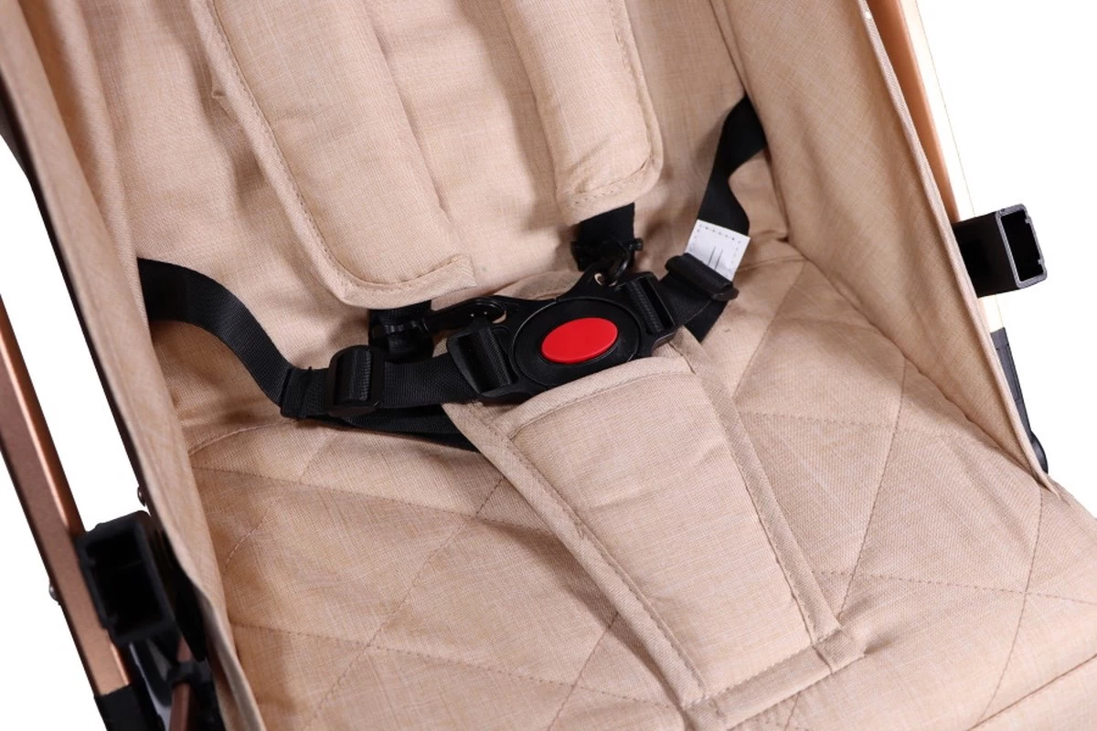 Ding Vivo Wandelwagen - Beige/Rose - Inklapbare Buggy - Inclusief Boodschappenmandje En Zonnekap - Afbeelding 4