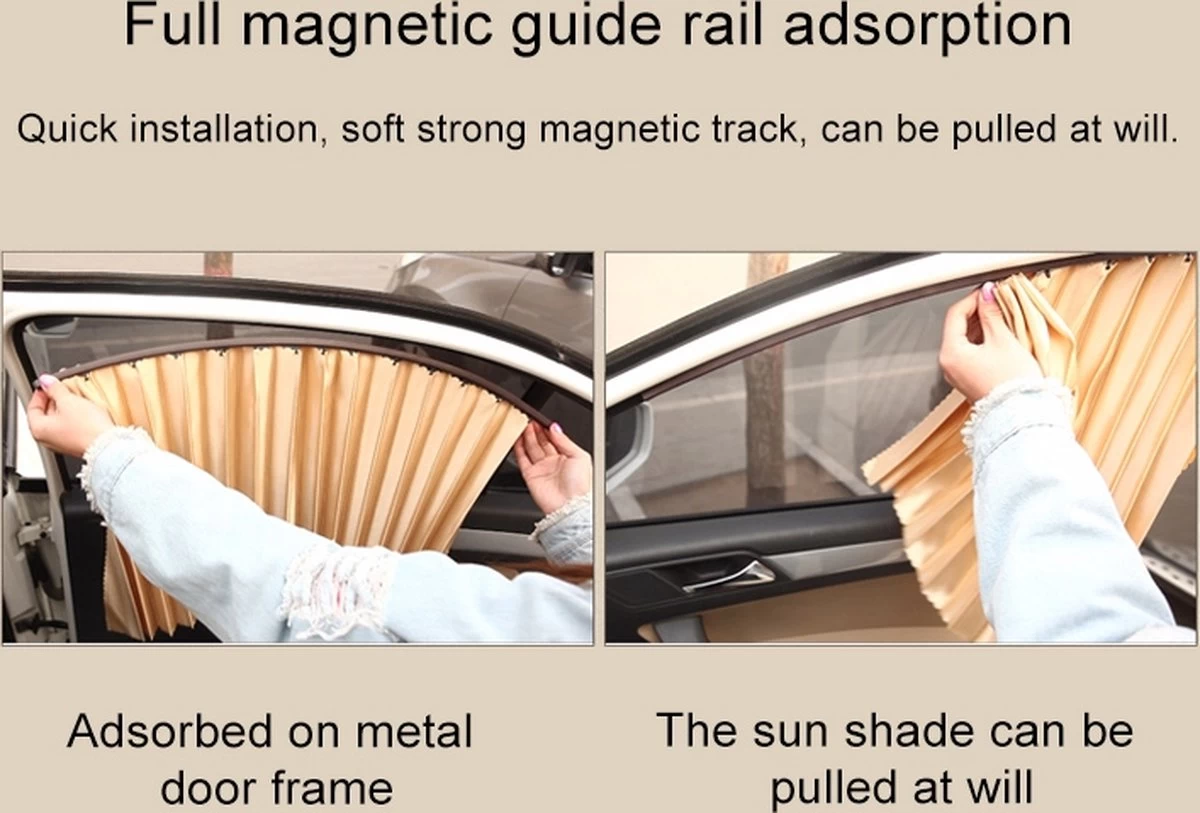 Merkloos 4 In 1 Auto Auto Zonnescherm Gordijnen Voorruit Cover Set (goud) - Afbeelding 3