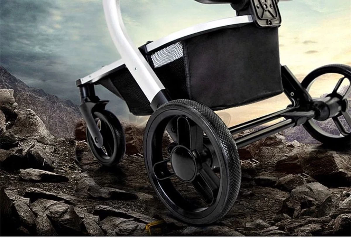 Merkloos BrightWise Luxe Kinderwagen 3 In 1 Voldoet Aan Alle Europese Veiligheidscertificaten - Wandelwagen - Kinderwagen 3-in-1 Incl Autostoel - Kinderwagen Maxi Cosi – Buggy 3 In 1 - Newborn - Leer - Grijs - Afbeelding 7