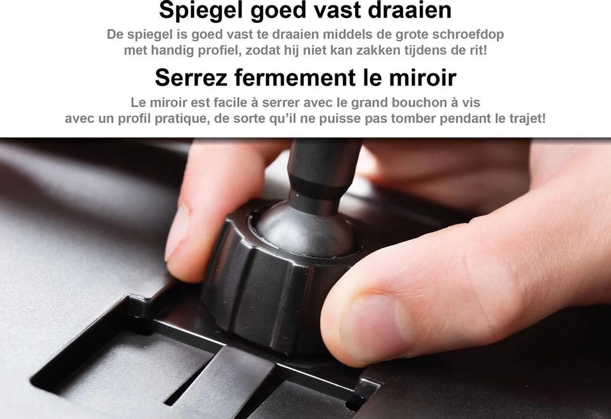 Merkloos Autospiegel Baby - Verstelbare Spiegel Hoofdsteun Autostoel Achterbank - Veiligheidsspiegel - Baby En Kids - 19 X 30cm - 360 Graden Draaibaar - Zwart - Afbeelding 6