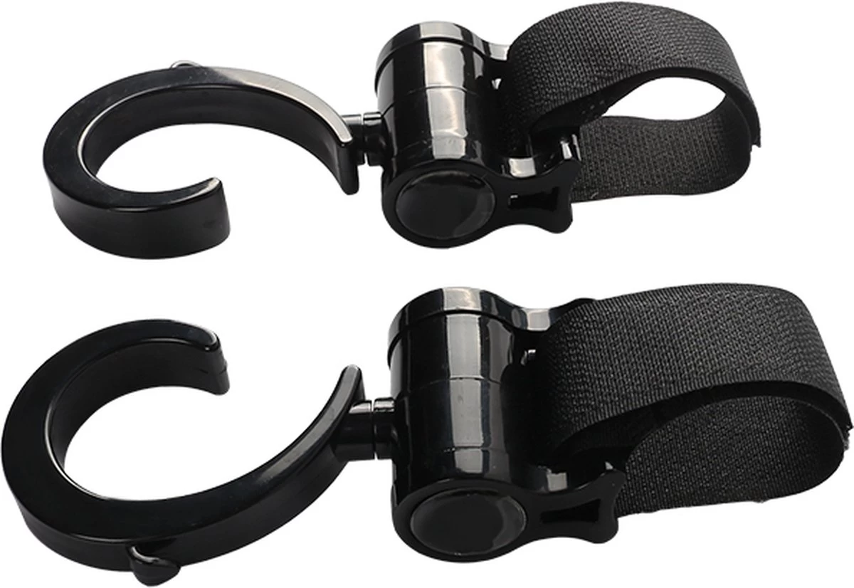 Merkloos Kinderwagen Haakjes - Boodschappentassen Ophangen - Buggy Clipjes - 2 Stuks - Afbeelding 2