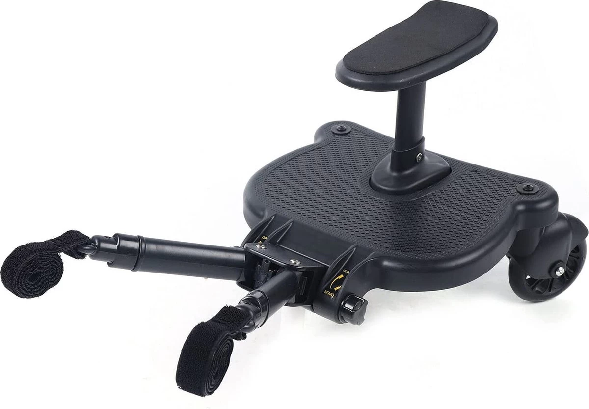 Merkloos Meerijdplankje - Kinderwagen - Buggy - KANT EN KLAAR - Al In Elkaar Gezet! - Met Zitje Voor Uw Kind - Zwart - Afbeelding 3