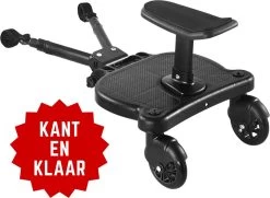 Merkloos Kinderwagen/Buggy Meerijdplankje - Kant & Klaar - In Elkaar Gezet - Universeel – Met Zitje – Verstelbaar – Zwart