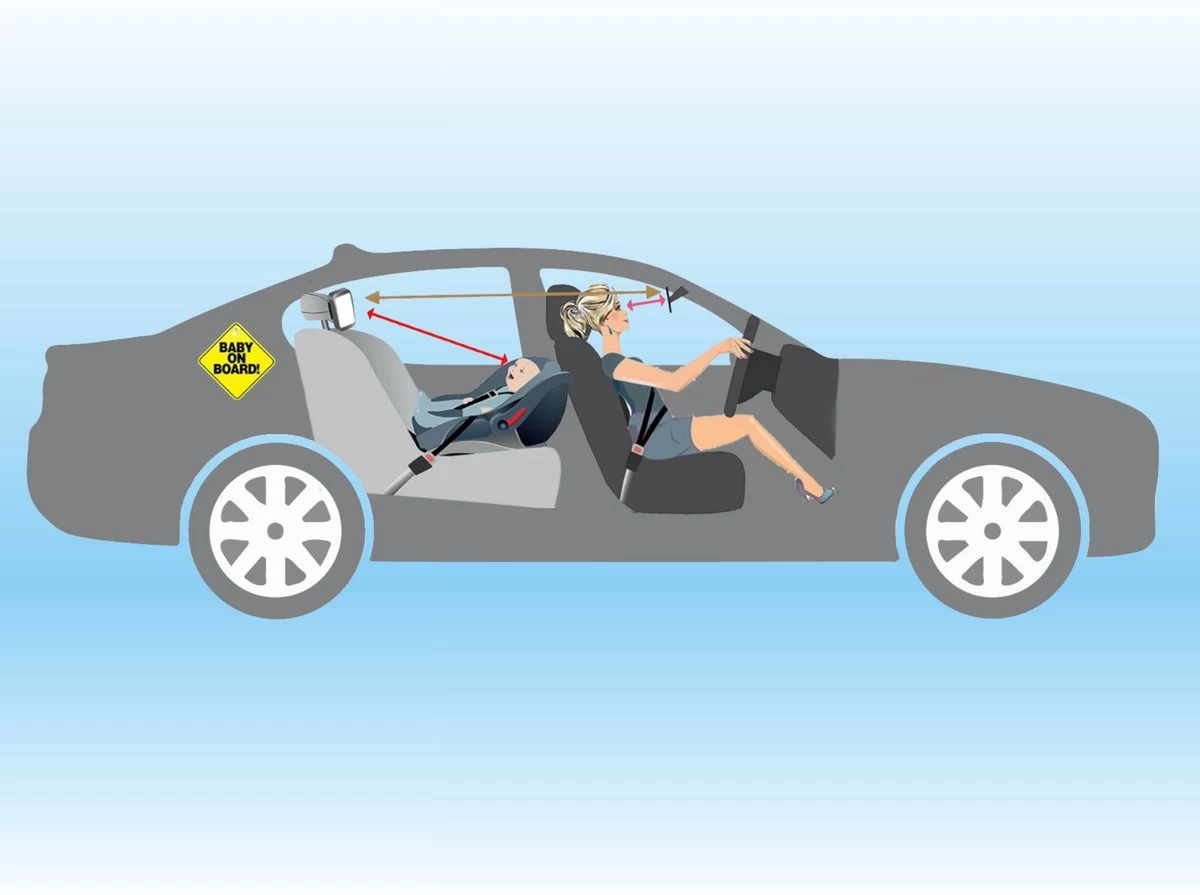 Autospiegel Baby Met Autosticker - Baby Spiegel Auto - Achteruitkijkspiegel - Baby Autospiegel - Verstelbaar - Afbeelding 4