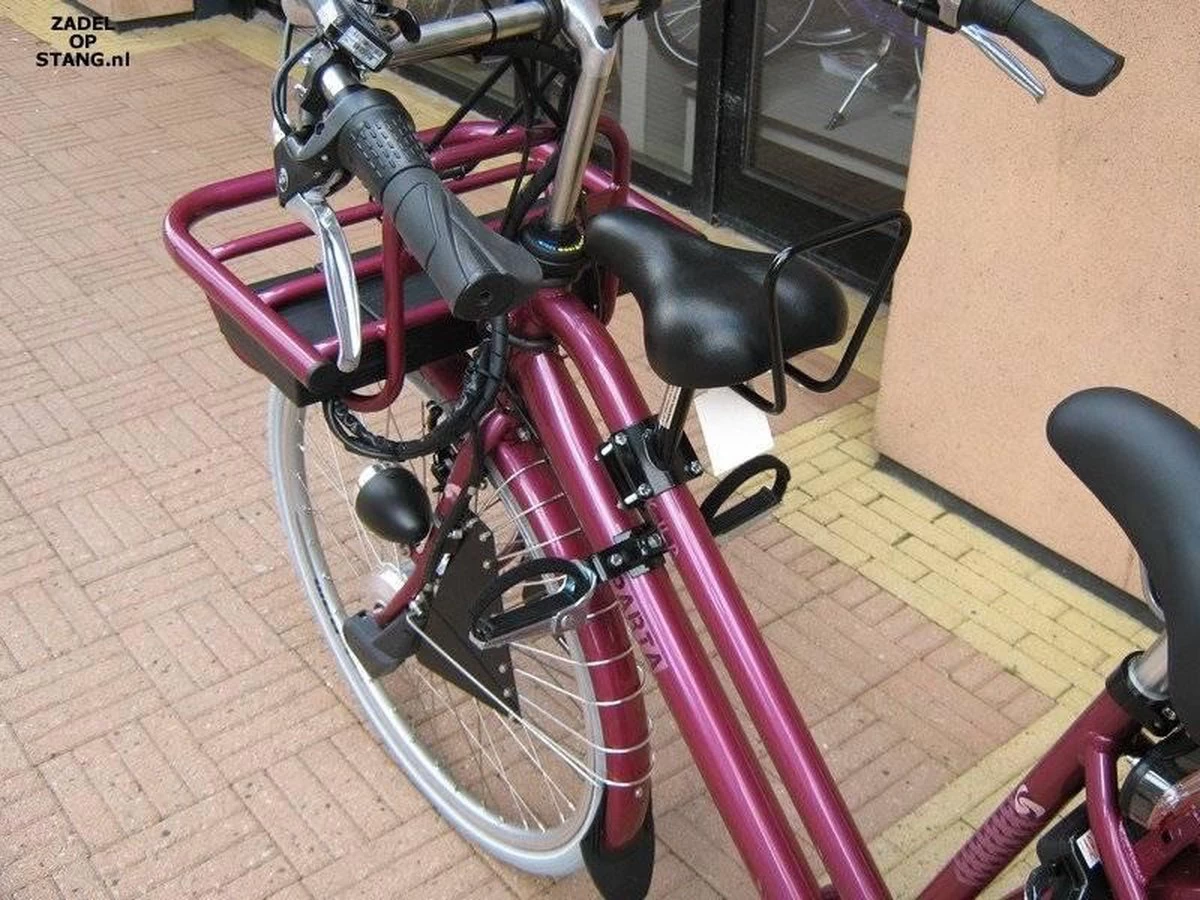 Zadel Op Stang Model 1 Kinderzitje Voor Damesfiets Met 2 Dunne Stangen - Nooit Meer Zwaar Sturen - Afbeelding 2