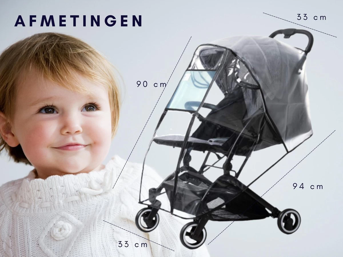 Regenhoes Kinderwagen - Regenhoes Buggy - Wandelwagen - Regenscherm - Universeel - Hoogwaardige Kwaliteit - Afbeelding 4